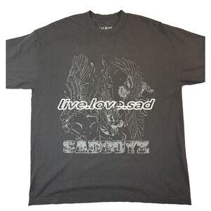 Sad Boyz Shirt Mens XL Black Live Love Sad Angel Graphic Streetwear Tee Gothic